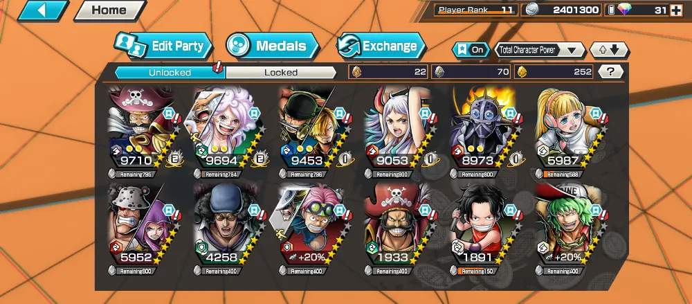 6 Extreme Meta/Greed Roger/Nika bonney/Zoro sanji/Kuzan/Roger/Yamato.