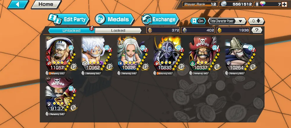 5 Extreme Max with 1936 golden fragment/Akainu/Nika V2/S-Snake/Gold Roger/Greed Roger.