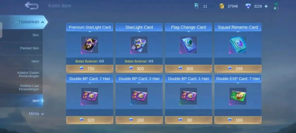 FLASH SALE !! Starlight Card Basic & Premium MLBB