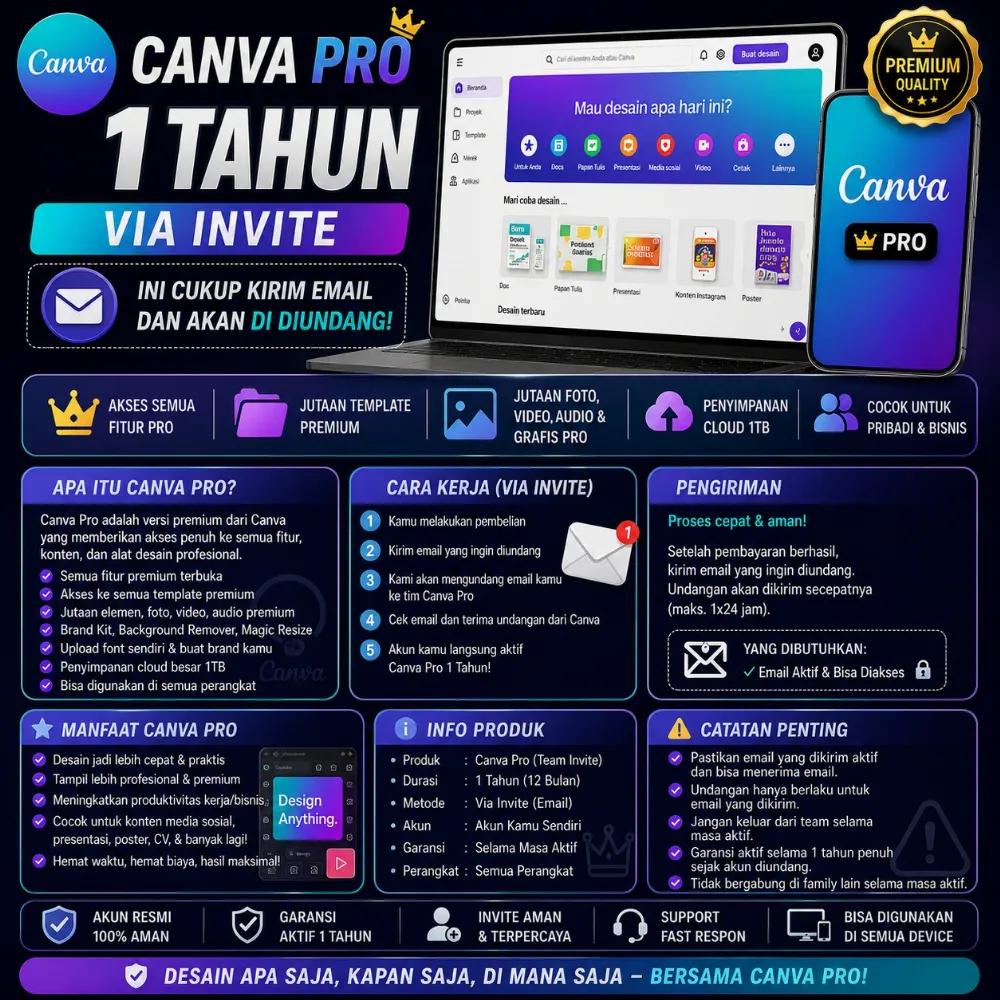 CANVA PRO 1 TAHUN VIA INVITE