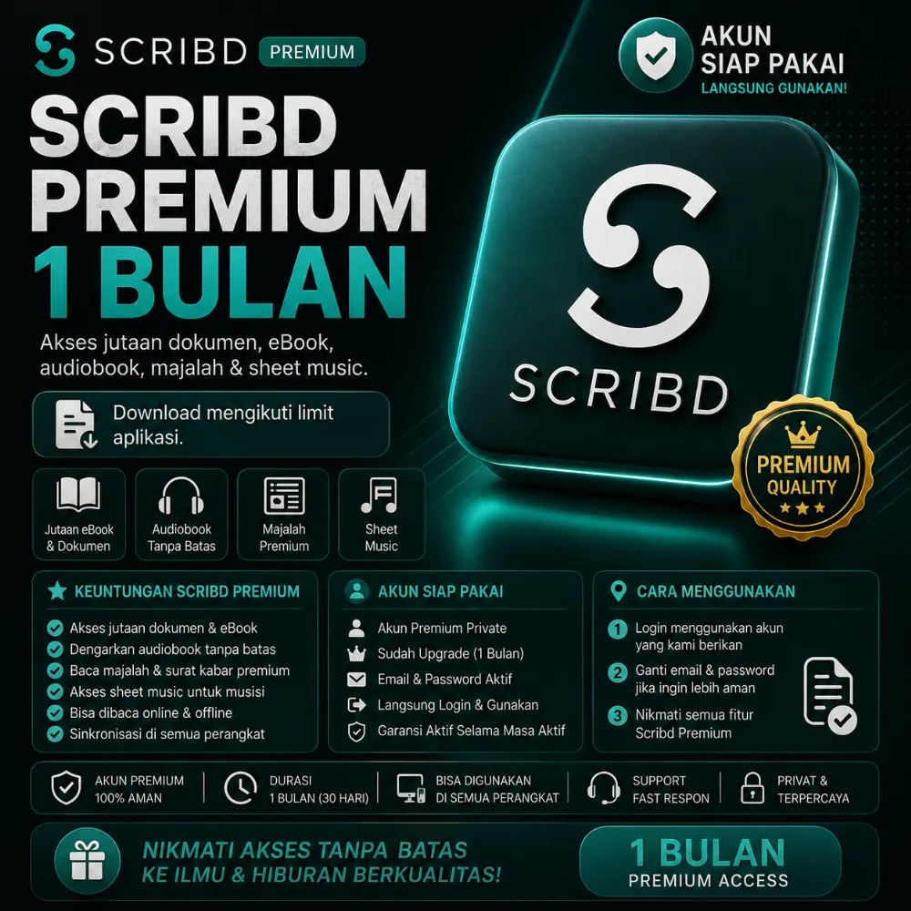 SCRIBD PREMIUM 1 BULAN PRIVATE