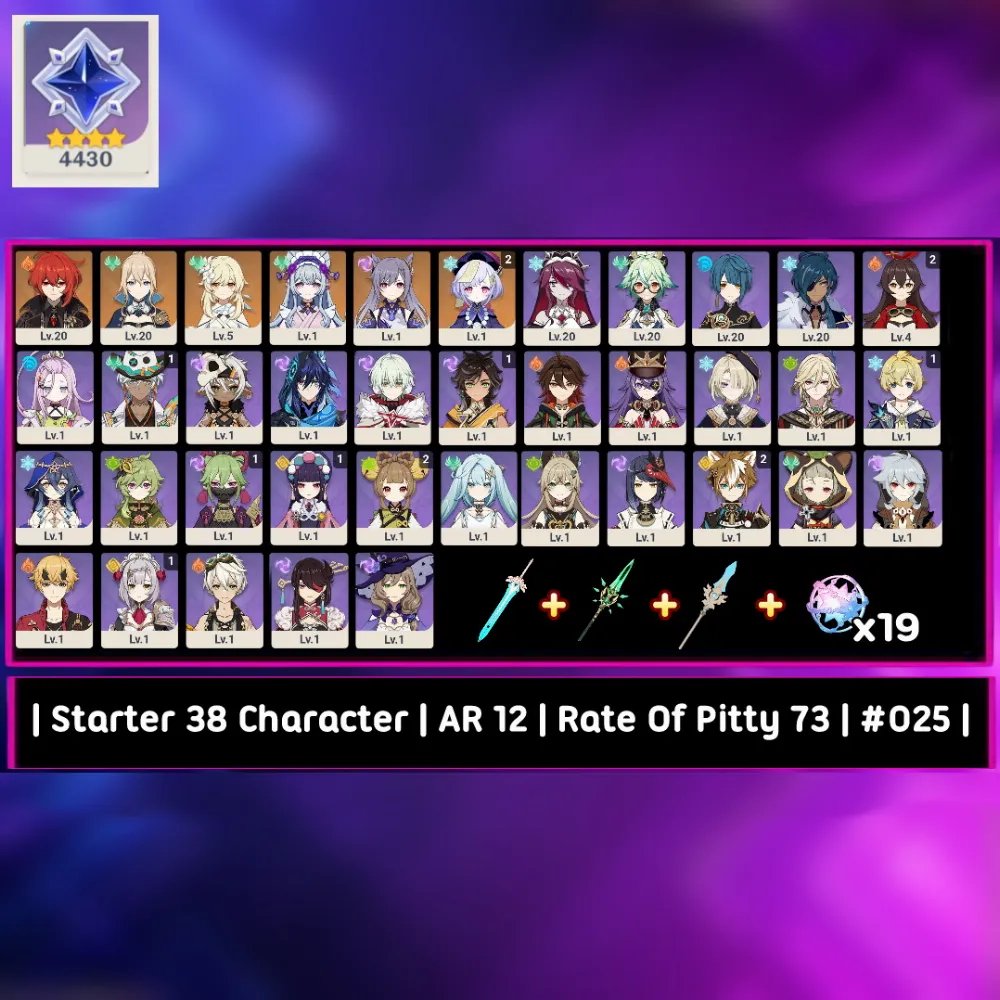 Starter 38 Char | AR 12 | Rate Pitty 73 | Mc Lumine #025 [ Asia Server ]